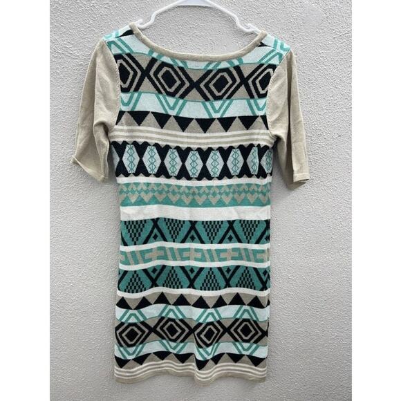 Women's T/O Dress Size Medium Sweater Tribal Print Short Sleeve Sweater - Picture 8 of 12